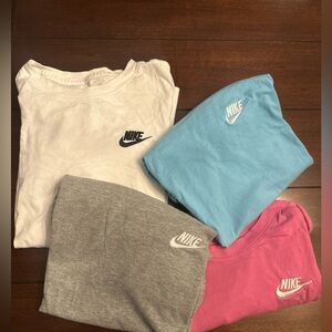 4 Nike soft tees white, gray, blue and pink